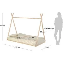 Kave Home - Lit Tipi Maralis En Bois De Hêtre Massif 90 X 190 Cm - Naturel -KAVE HOME Soldes 2022 67432059 5