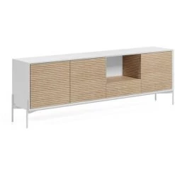 Kave Home - Buffet Marielle 3 Portes Et 1 Tiroir En Plaqué De Frêne Laqué Et Métal Blanc 207 X 69 Cm - Blanc