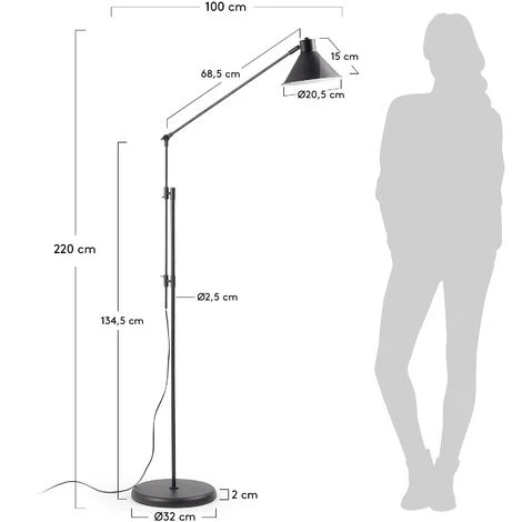 Kave Home - Lampadaire Dione, Noir - Noir 5 Kave Home - Lampadaire Dione, Noir - Noir – Image 3