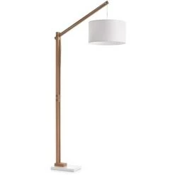 Kave Home - Lampadaire Riaz, Blanc - Naturel