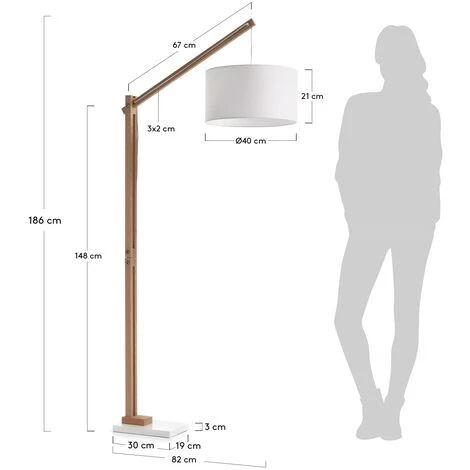 Kave Home - Lampadaire Riaz, Blanc - Naturel 5 Kave Home - Lampadaire Riaz, Blanc - Naturel – Image 3