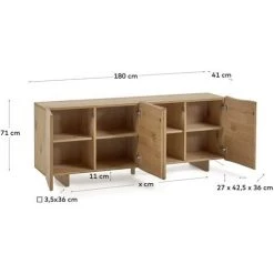 Kave Home - Buffet Rasha 4 Portes En Contreplaqué De Chêne Finition Naturelle 180 X 71 Cm - Naturel 9 Kave Home - Buffet Rasha 4 Portes En Contreplaqué De Chêne Finition Naturelle 180 X 71 Cm - Naturel -KAVE HOME Soldes 2022 69034620 4