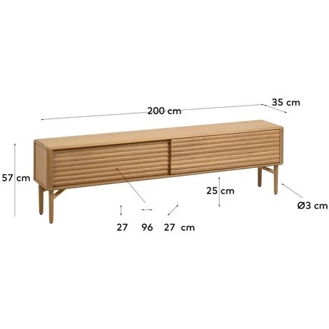 Kave Home - Meuble TV Lenon 2 Portes En Bois Massif Et Placage De Chêne 200 X 57 Cm FSC MIX Credit - Naturel 7 Kave Home - Meuble TV Lenon 2 Portes En Bois Massif Et Placage De Chêne 200 X 57 Cm FSC MIX Credit - Naturel – Image 5