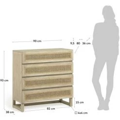 Kave Home - Commode Rexit 4 Tiroirs Bois Massif Et Contreplaqué De Mindi Avec Rotin 90 X 93 Cm - Naturel 7 Kave Home - Commode Rexit 4 Tiroirs Bois Massif Et Contreplaqué De Mindi Avec Rotin 90 X 93 Cm - Naturel -KAVE HOME Soldes 2022 69034628 3