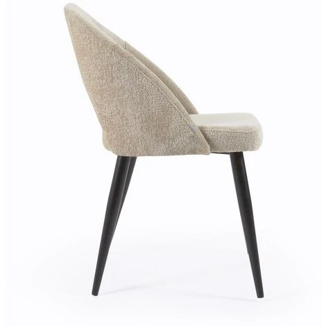 Kave Home - Chaise Mael En Chenille Beige Et Pieds En Acier Peint Noir - Beige 4 Kave Home - Chaise Mael En Chenille Beige Et Pieds En Acier Peint Noir - Beige – Image 2