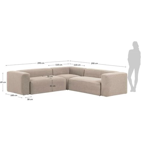 Kave Home - Canapé Dangle Blok 4 Places Beige 290 X 290 Cm - Beige 7 Kave Home - Canapé Dangle Blok 4 Places Beige 290 X 290 Cm - Beige – Image 5