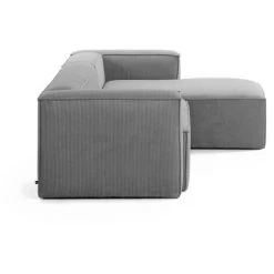 Kave Home - Canapé Blok 3 Places Velours Côtelé Gris Méridienne à Droite 300 Cm - Gris -KAVE HOME Soldes 2022 70298829 3