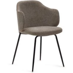 Kave Home - Chaise Suanna Marron Avec Pieds En Acierfinition Peinture Noire - Marron