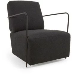 Kave Home - Fauteuil Gamer En Laine Bouclée Marron Et Métal Peint Noir - Noir