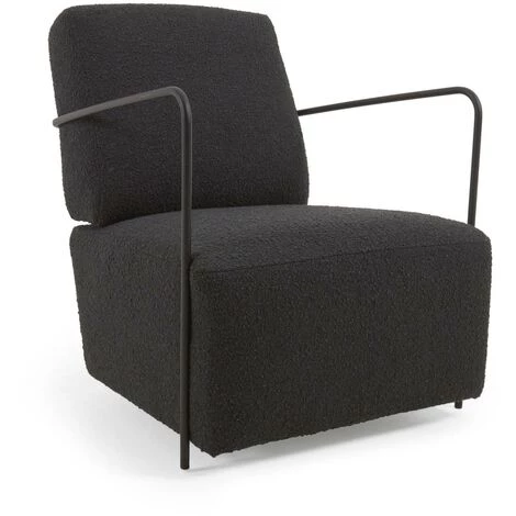 Kave Home - Fauteuil Gamer En Laine Bouclée Marron Et Métal Peint Noir - Noir 3 Kave Home - Fauteuil Gamer En Laine Bouclée Marron Et Métal Peint Noir - Noir