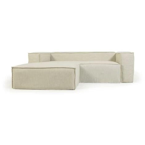 Kave Home - Canapé Déhoussable Blok 2 Places Avec Méridienne Gauche En Lin Blanc 240 Cm 3 Kave Home - Canapé Déhoussable Blok 2 Places Avec Méridienne Gauche En Lin Blanc 240 Cm