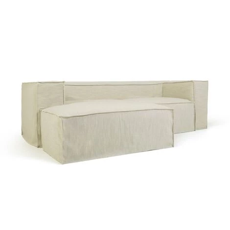 Kave Home - Canapé Déhoussable Blok 2 Places Avec Méridienne Gauche En Lin Blanc 240 Cm 4 Kave Home - Canapé Déhoussable Blok 2 Places Avec Méridienne Gauche En Lin Blanc 240 Cm – Image 2