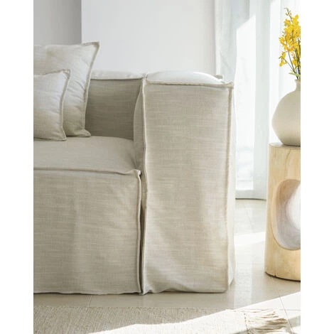 Kave Home - Canapé Déhoussable Blok 2 Places Avec Méridienne Gauche En Lin Blanc 240 Cm 6 Kave Home - Canapé Déhoussable Blok 2 Places Avec Méridienne Gauche En Lin Blanc 240 Cm – Image 4